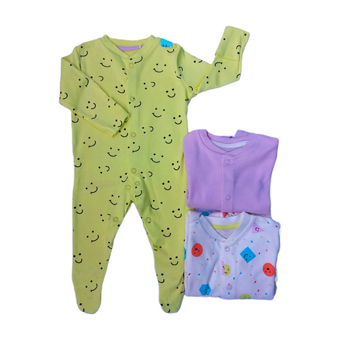 Sunshine Smiles Primark Pack of 3 Sleepsuits