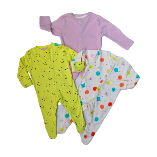 Sunshine Smiles Primark Pack of 3 Sleepsuits