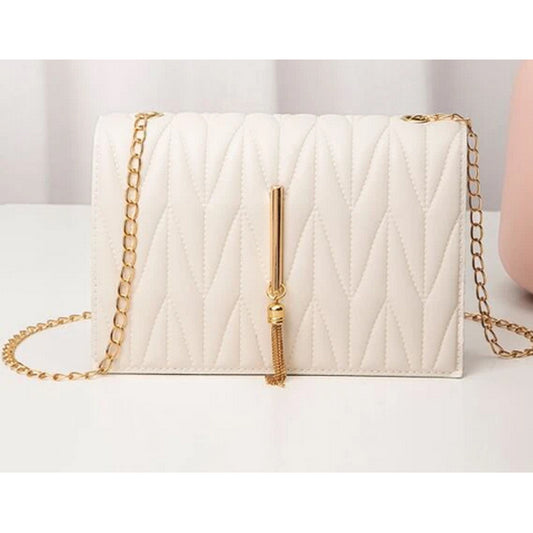 Shein Quilted Tassel Decor Chain Square Bag