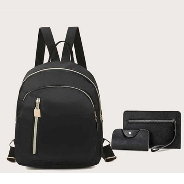 3pcs Minimalist Curved Top Backpack Set