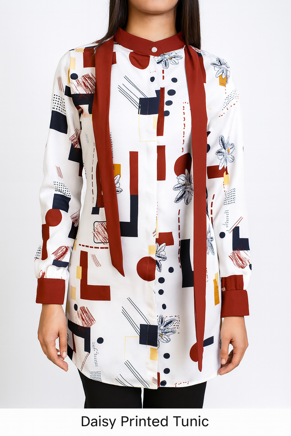 Abstract Geometric Print Long Tunic