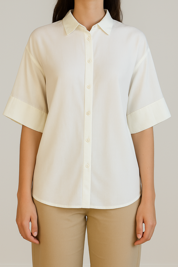 Elegant White Collared Shirt