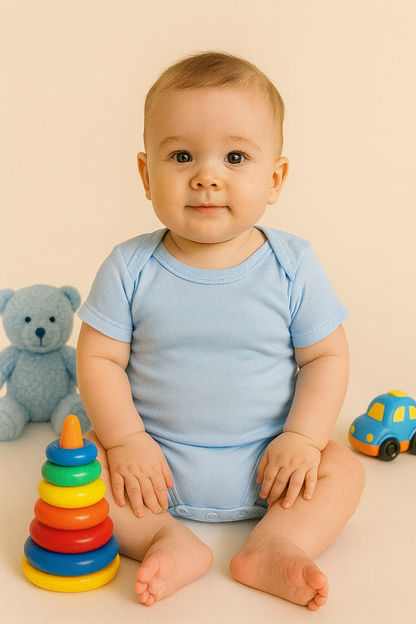 Primark Whispering Waters Sky Blue Half Sleeves Body Suits
