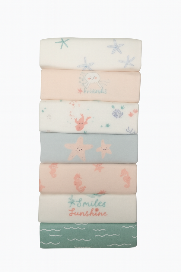 Primark Ocean Friends Baby Pack of 7 Bodysuits