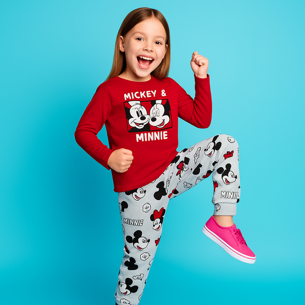 Primark Disney Girls’ Pajamas – Mickey & Minnie Printed Nightwear Outfit