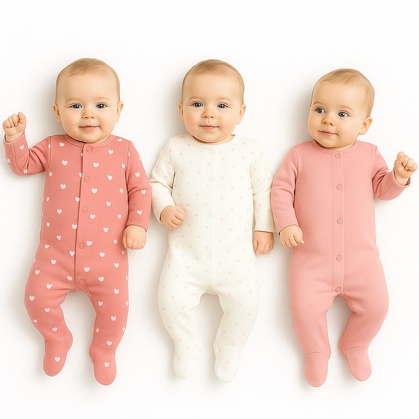 Tiny Heartbeats Primark Pack of 3 Sleep Suits