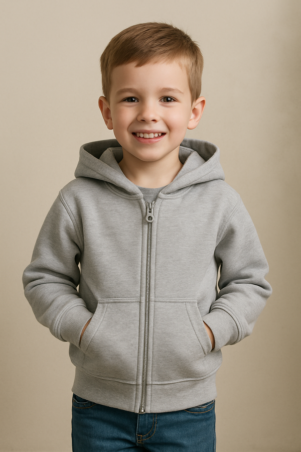 Mini Classic Grey Zip-Up Hoodie