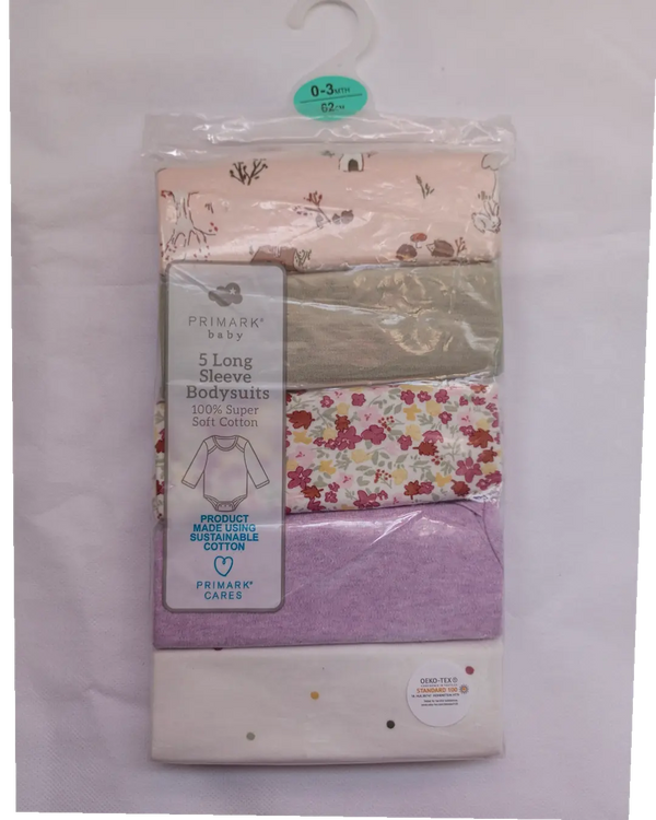 Blossom Breeze Primark Pack of 5 Full Sleeves Body Suit