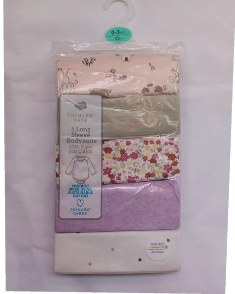 Blossom Breeze Primark Pack of 5 Full Sleeves Body Suit