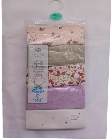 Blossom Breeze Primark Pack of 5 Full Sleeves Body Suit