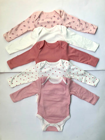 Berry Blush Primark Pack of 5 Full Sleeves BodySuits