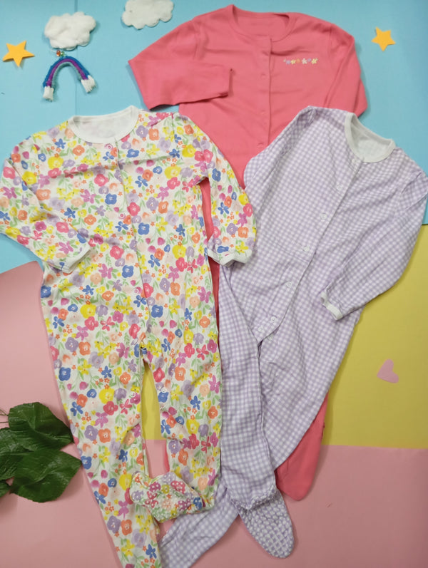 Primark Blossom Trio Baby Sleepsuit Set
