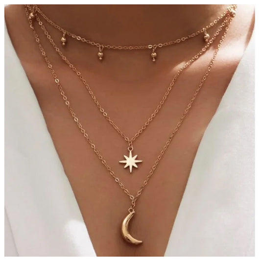 Shein UK Moon Charm Layered Necklace