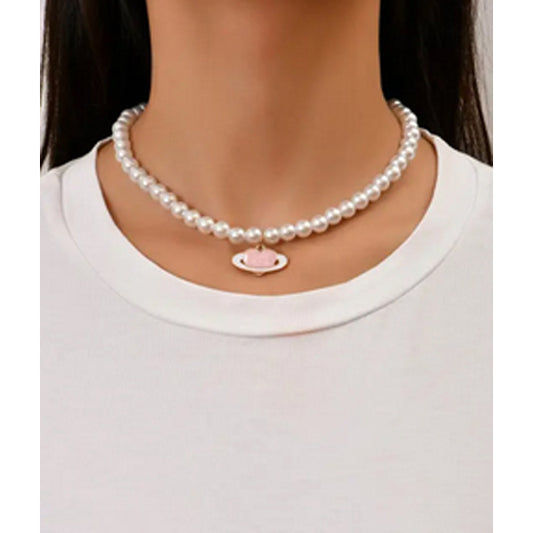 Shein UK Faux Pearl Decor Heart Charm Necklace