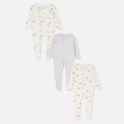 Primark Rainbow Glow-Pack of Three Sleepsuits Pack of 3 Sleep Suits