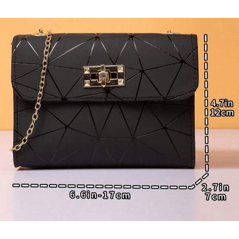 Shein Mini Twist Lock Geometric Pattern Flap Square Bag